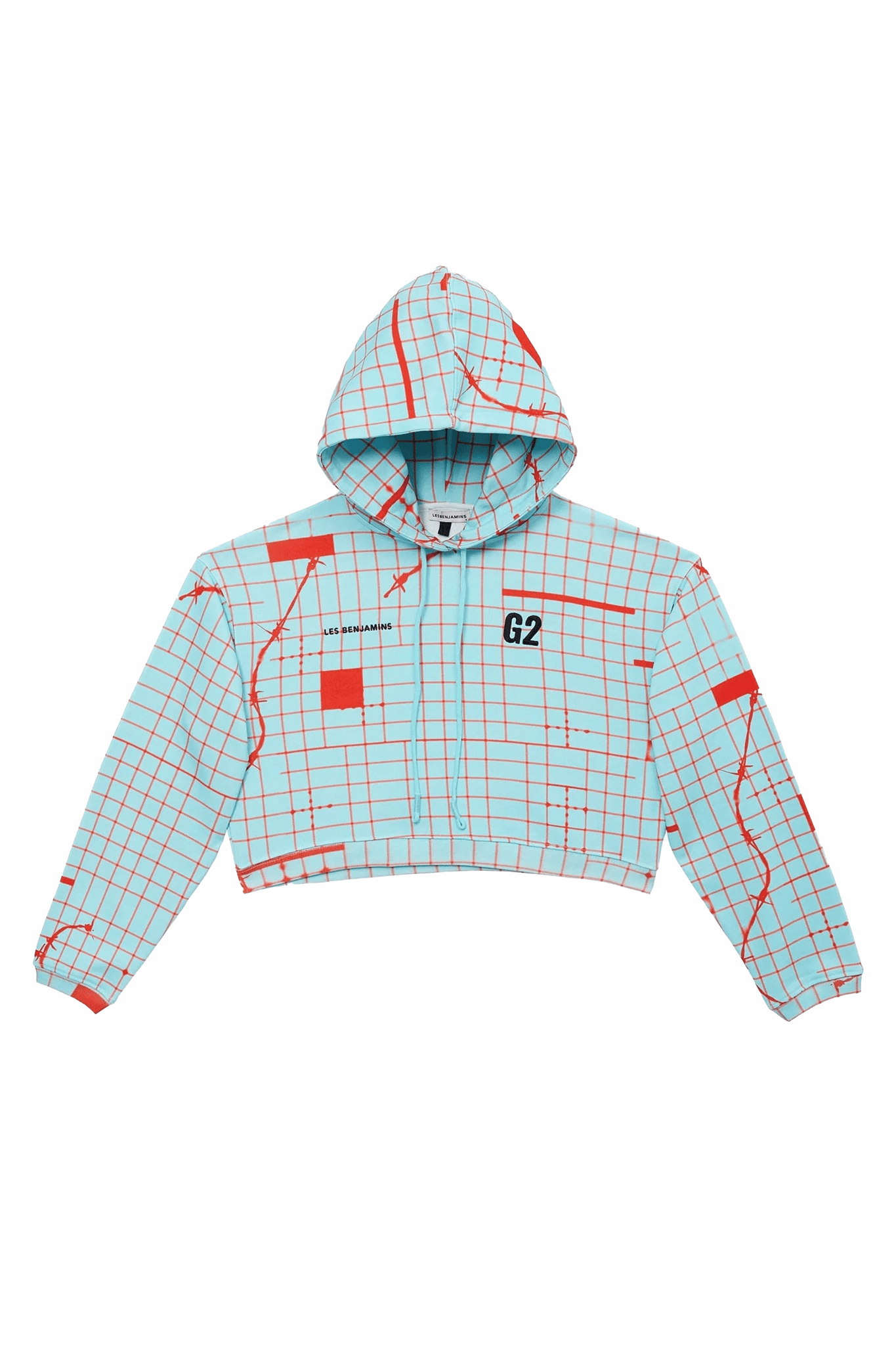 G2 x LB light blue cropped hoodie, a chic collaboration . Elevate your style with this unique piece